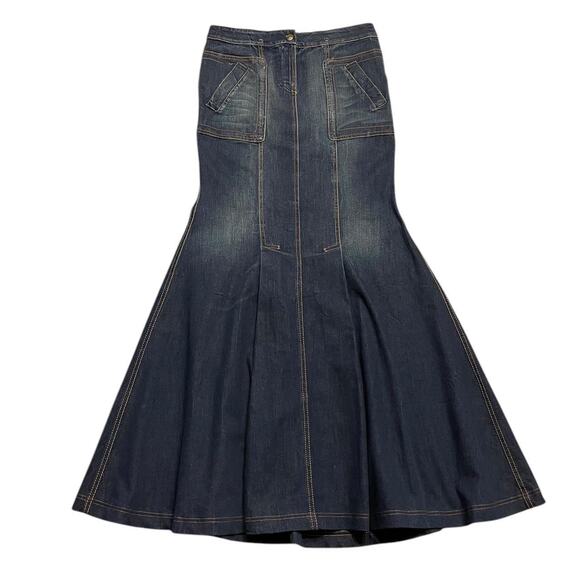 Just Cavalli Dresses & Skirts - Vintage Y2K Just Cavalli euro grunge sleaze denim mermaid maxi skirt Size 42